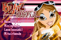 Bratz Forever Diamondz title screen for GameBoy Advance